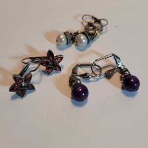 3 sets of silver antique earrings